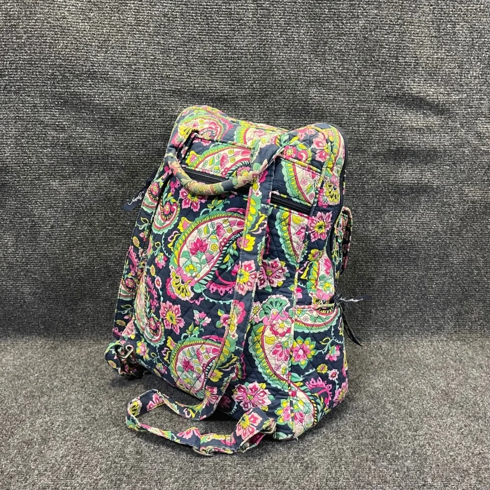Vera Bradley Petal Paisley Print Travel Bag Womens Large Quilted Campus Backpack